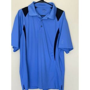 Men's PGA Tour Golf Polo Shirt Size Large‎ Short Sleeve Blue With Black Striping